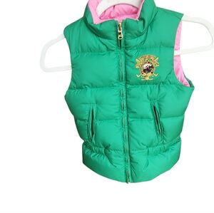 Ralph Lauren Vest 6X Girls Reversible Pink Green ***read